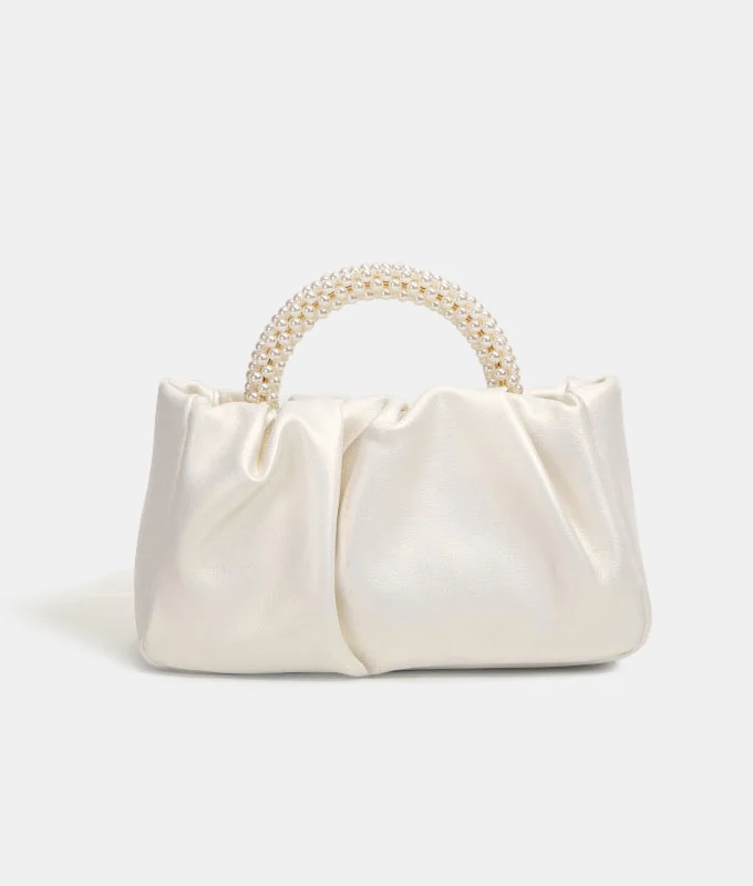Lady Pearls Top Handle Bag - Pearl White